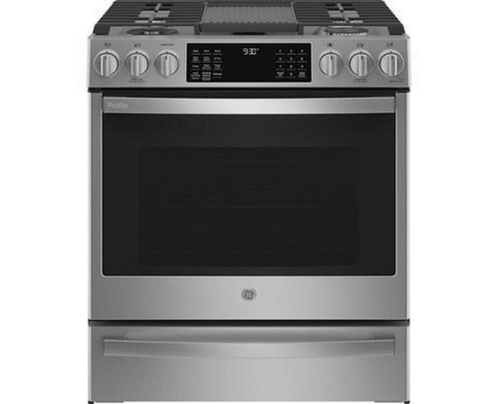 GE Profile 30-In Slide-In Dual Fuel Range With No Preheat Air Fry Technology - PC2S930YPFS
