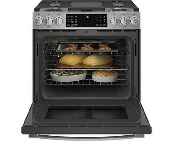 GE Profile 30-In Slide-In Dual Fuel Range With No Preheat Air Fry Technology - PC2S930YPFS