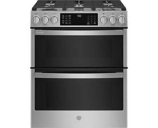 GE Profile 30-Inch Slide-In Double Oven Gas Range With Wifi - PCGS960YPFS