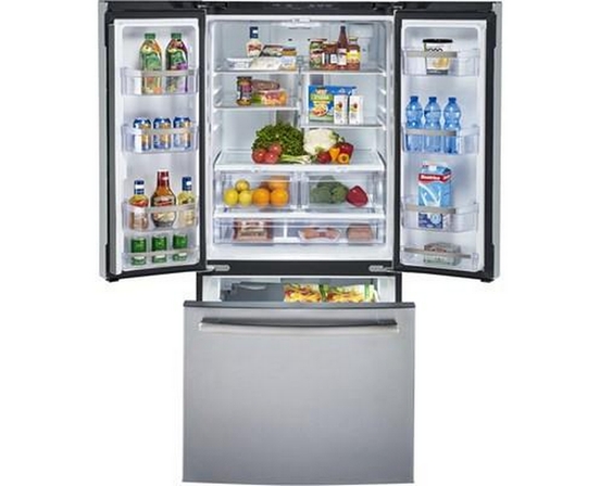 GE Profile 30-Inch, 20.8 Cu. Ft. French 3-Door Refrigerator With Internal Water Dispenser - PNE21NYRKFS