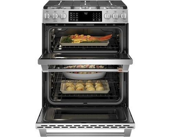 Café 30-Inch Slide-In Gas Double Oven Range With Convection Technology - CCGS750P2MS1