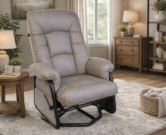 Gliding Fabric Armchair Rocking Swivelling and Reclining by Pel