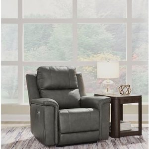 Bleckley Power Recliner in Leather Match with Adjustable Headrest by Signature Design by Ashley