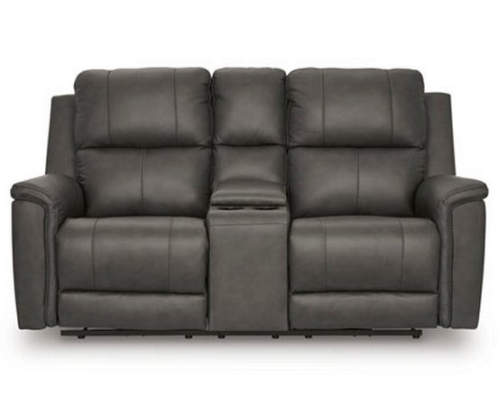 Bleckley Power Reclining Loveseat in Leather Match with Adjustable Headrest by Signature Design by Ashley