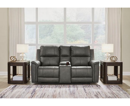 Bleckley Power Reclining Loveseat in Leather Match with Adjustable Headrest by Signature Design by Ashley