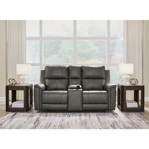 Bleckley Power Reclining Loveseat in Leather Match with Adjustable Headrest by Signature Design by Ashley