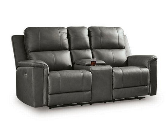 Bleckley Power Reclining Loveseat in Leather Match with Adjustable Headrest by Signature Design by Ashley