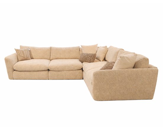 Sectional sofa with feather cushions