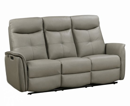 Leather combo power reclining sofa