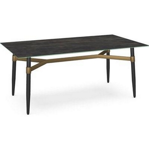 Link Dining Table with Glass Top and Trestle Base by Amisco