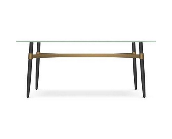 Link Dining Table with Glass Top and Trestle Base by Amisco