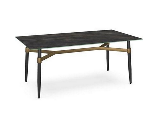 Link Dining Table with Glass Top and Trestle Base by Amisco