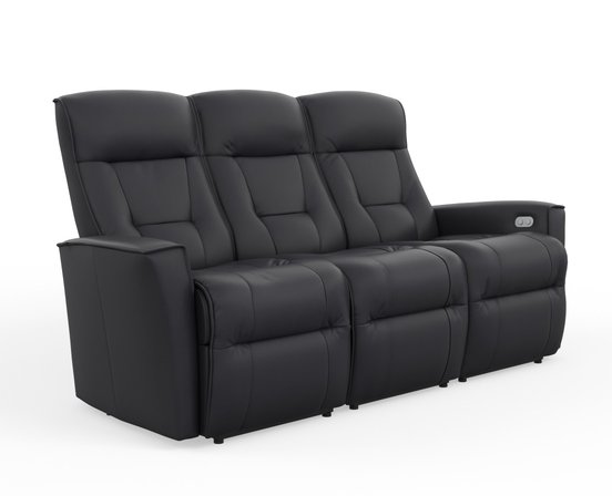 Motorized leather reclining sofa