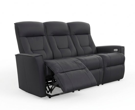 Motorized leather reclining sofa