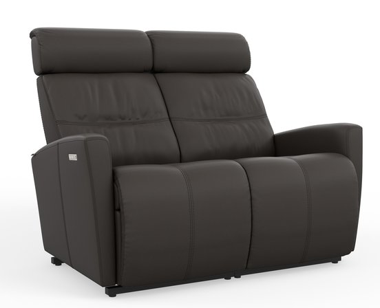 Motorized leather reclining loveseat