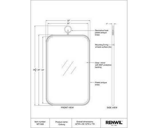 Coburg Wall Mirror by Renwil