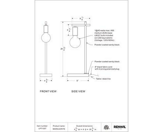 Townshed Table Lamp by Renwil