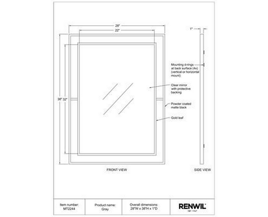 Gray Wall Mirror by Renwil