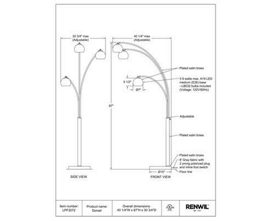Dorset Floorstanding Lamp by Renwil