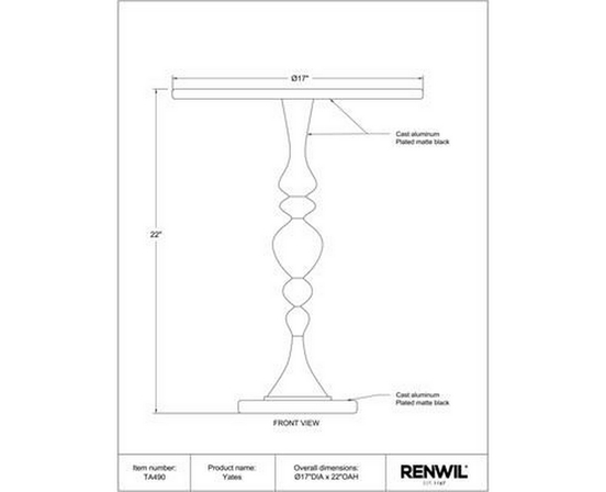 Yates End Table by Renwil