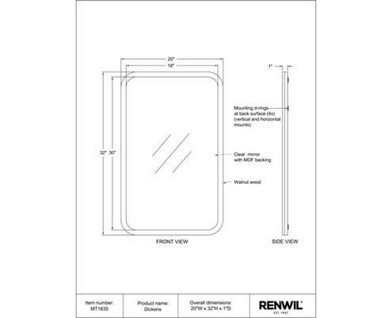 Dickens Wall Mirror by Renwil