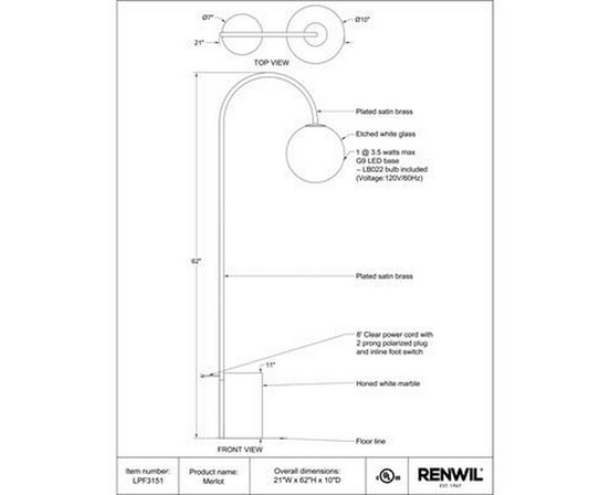 Merlot Floorstanding Lamp by Renwil