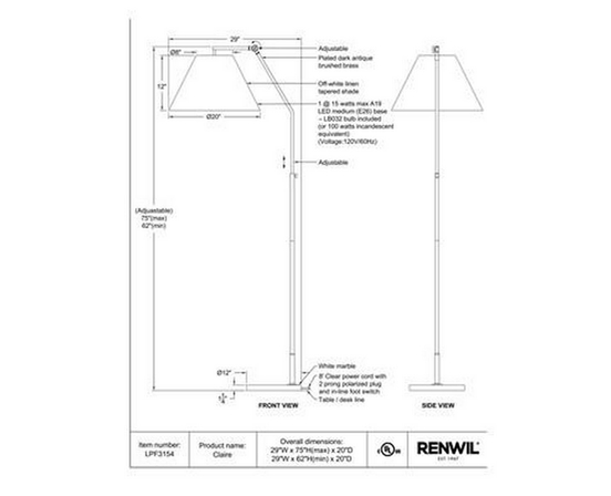 Claire Floorstanding Lamp by Renwil