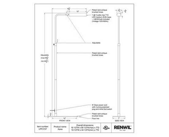 Kane Floorstanding Lamp by Renwil