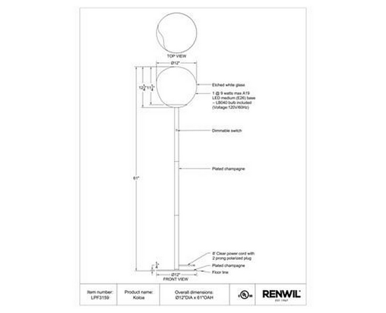 Koloa Floorstanding Lamp by Renwil