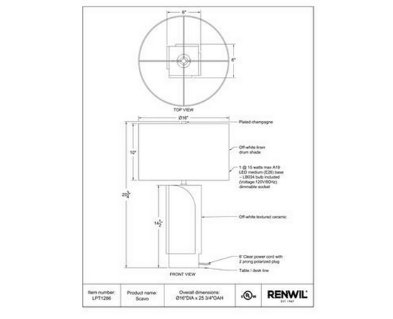 Scavo Table Lamp by Renwil
