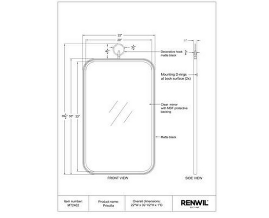 Priscilla Wall Mirror by Renwil