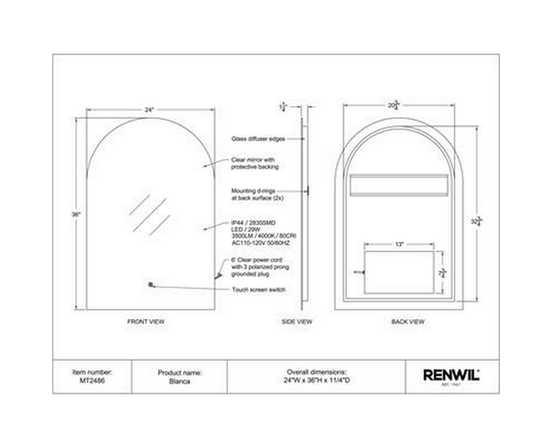 Blanca Wall Mirror by Renwil