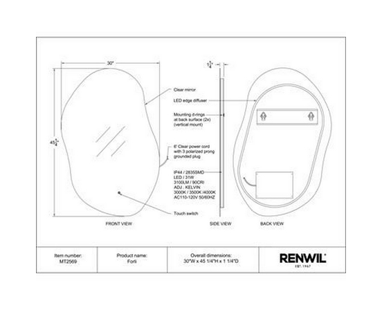 Forli Wall Mirror by Renwil