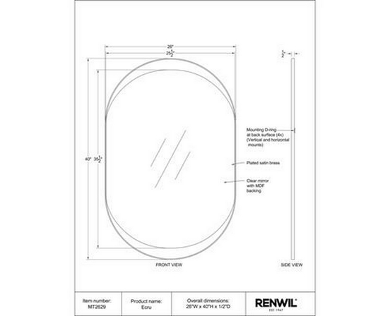 Ecru Wall Mirror by Renwil