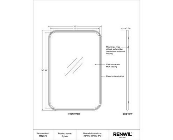 Sylvie Wall Mirror by Renwil