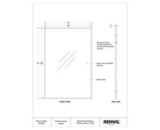 Gasel Wall Mirror by Renwil