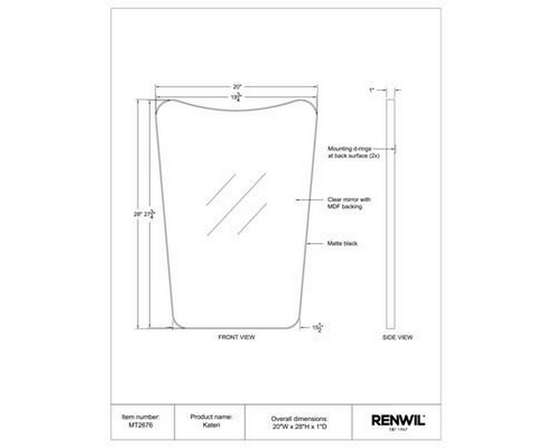 Kateri Wall Mirror by Renwil