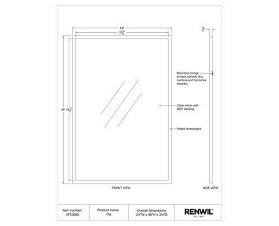 Pia Wall Mirror by Renwil