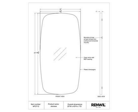 Jacossa Wall Mirror by Renwil