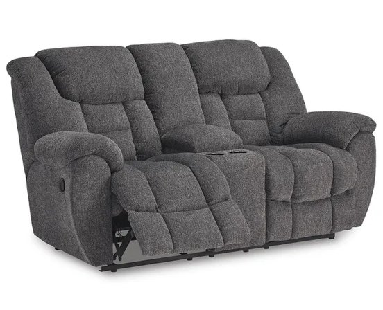 Fabric reclining loveseat