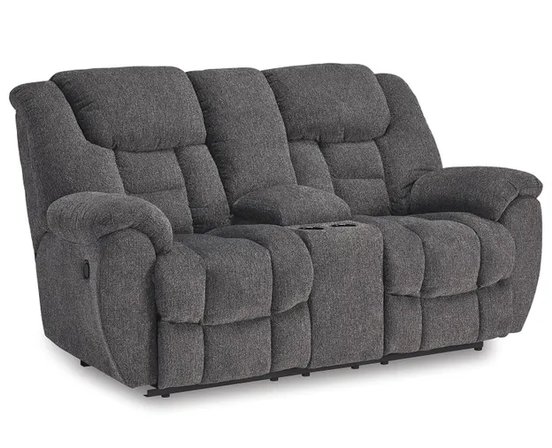 Fabric reclining loveseat