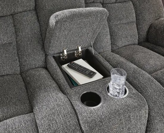 Fabric reclining loveseat