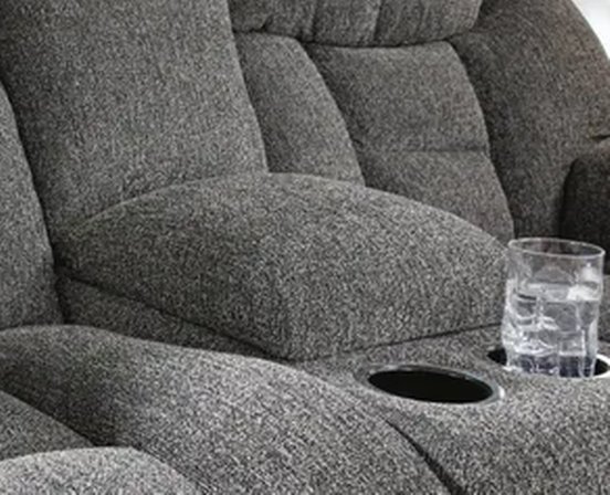 Fabric reclining loveseat