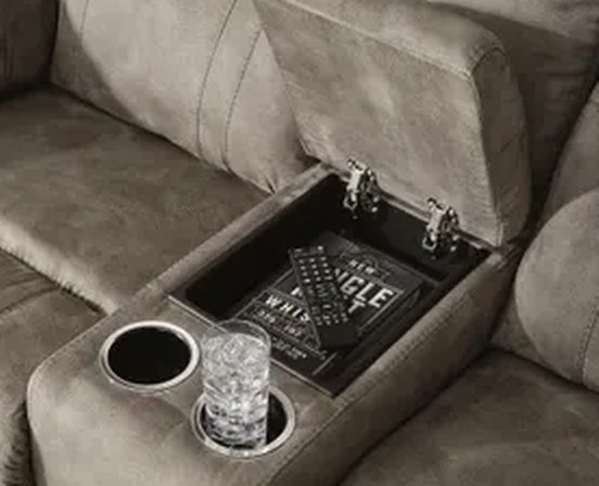 Fabric reclining loveseat