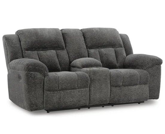 Fabric reclining loveseat