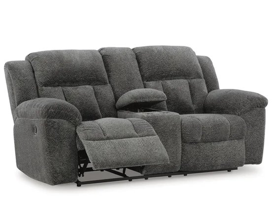 Fabric reclining loveseat