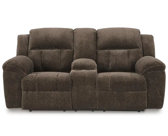 Fabric reclining loveseat
