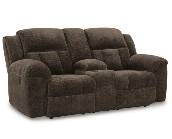Fabric reclining loveseat