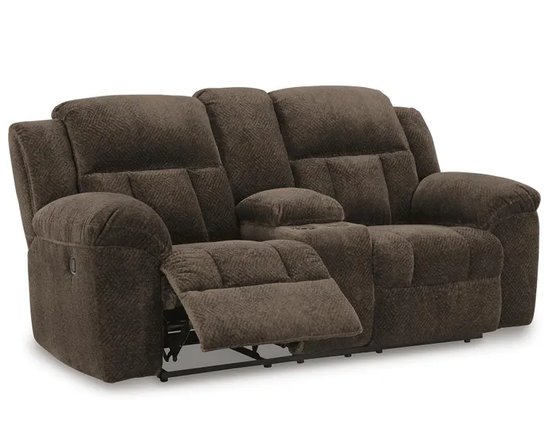 Fabric reclining loveseat