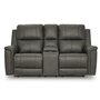Leather combo reclining loveseat